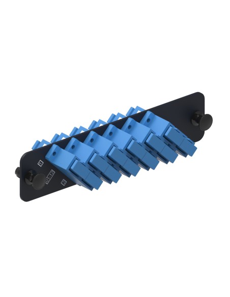 Fiber Optic Adapter Plate  12f  6 Sc Duplex Adapters  Singlemode  Blue
