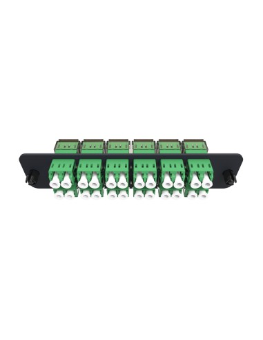 Fiber Optic Adapter Plate  24f  12 Lc Duplex Adapters  Singlemode  Green