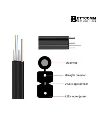 Cable Drop Ftth - Figura 8 - 2 Fo - Con Mensajero De Acero - Lszh - G657a2 - 2 *0 45mm  1 0mm  Od:2 0*5 0mm