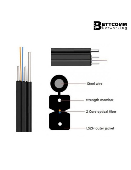 Cable Drop Ftth - Figura 8 - 2 Fo - Con Mensajero De Acero - Lszh - G657a2 - 2 *0 45mm  1 0mm  Od:2 0*5 0mm