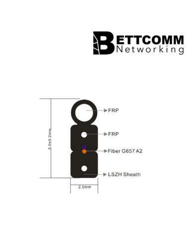 Cable Drop Ftth - Figura 8 - 2 Fo - Con Mensajero Dielectrico - Lszh - G657a2  2 *0 5mm Frp  1 2mm  Od:2 0*5 0mm